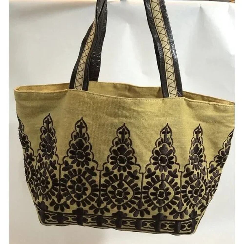 Plenty Canvas Burlap Shoulder Bag Tote Purse Exc Con'd RARE FIND